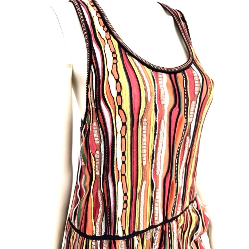M Missoni Sz 44 / US Large 8 knit tank dress pleats crochet knit stretch